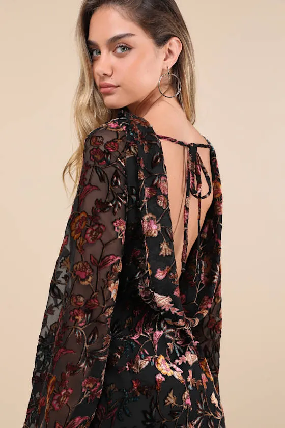 Charismatic Influence Black Burnout Velvet Cowl Back Mini Dress sold by Lulus product image thumbnail 2