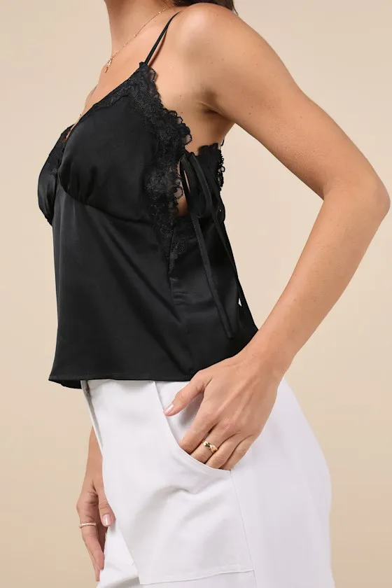 Remarkably Darling Black Lace Bow Strap Cami Top sold by Lulus product image thumbnail 4