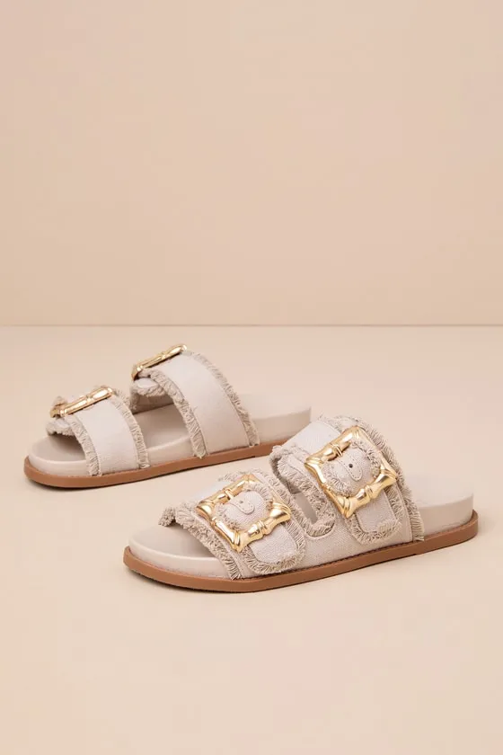 Enola Sporty Casual Oyster Buckled Slide Sandals sold by Lulus product image thumbnail 2