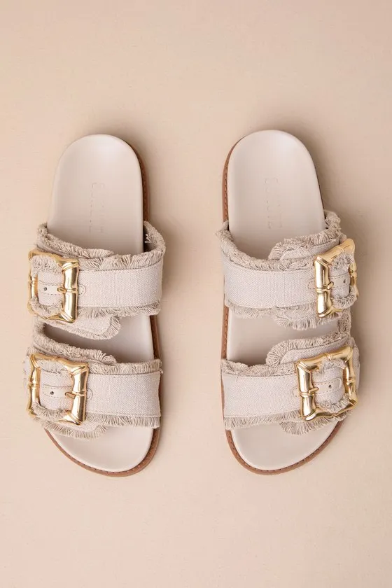 Enola Sporty Casual Oyster Buckled Slide Sandals sold by Lulus product image thumbnail 3