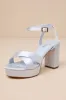 Selah Blue Satin Ankle Strap Heels sold by Lulus