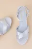 Selah Blue Satin Ankle Strap Heels sold by Lulus
