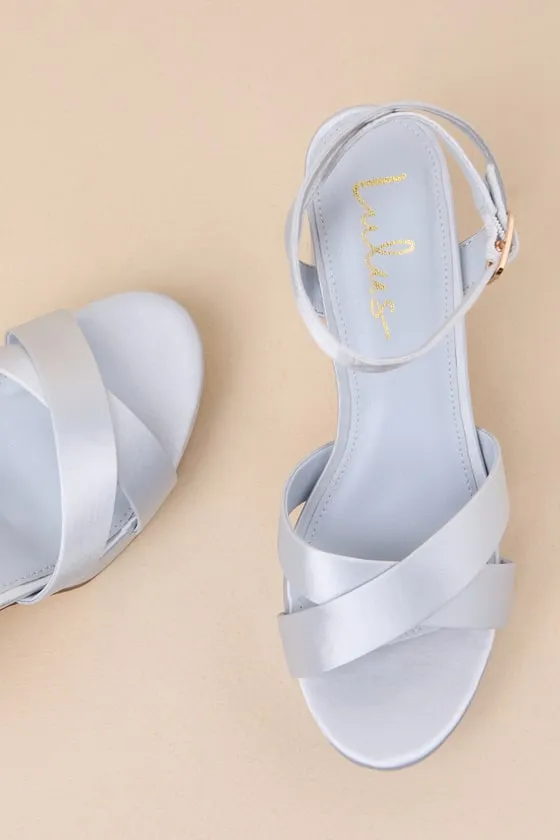 Selah Blue Satin Ankle Strap Heels sold by Lulus product image thumbnail 4