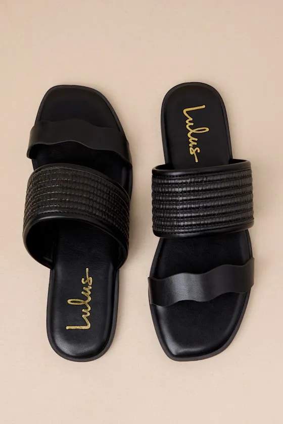 Tazmynn Black Raffia Slide Sandals sold by Lulus product image thumbnail 3