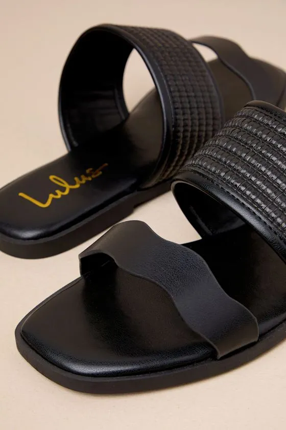 Tazmynn Black Raffia Slide Sandals sold by Lulus product image thumbnail 4