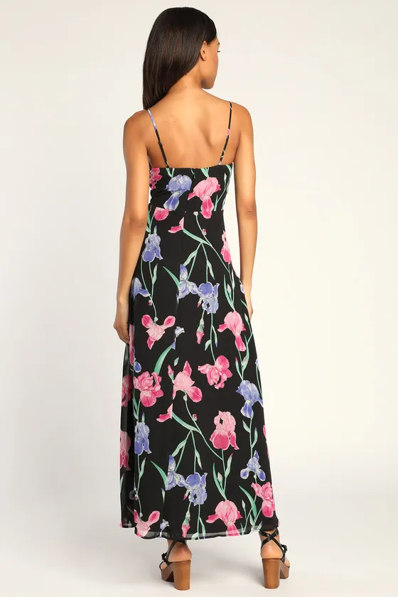 Elegant Bliss Black Floral Print Ruffled Sleeveless Maxi Dress sold by Lulus product image thumbnail 4