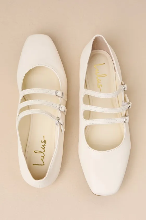 Ortie Bone Strappy Buckle Ballet Flats sold by Lulus product image thumbnail 3