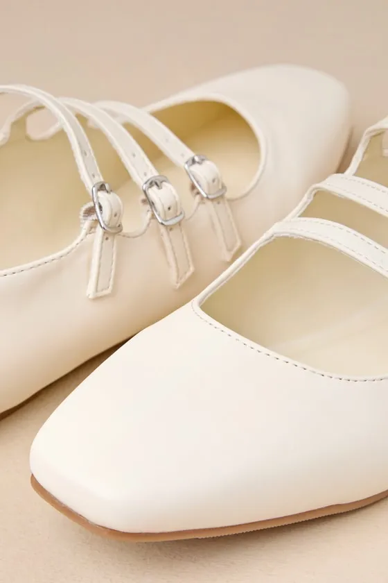 Ortie Bone Strappy Buckle Ballet Flats sold by Lulus product image thumbnail 4