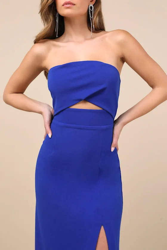 Extravagant Persona Blue Strapless Cutout Column Maxi Dress sold by Lulus product image thumbnail 3