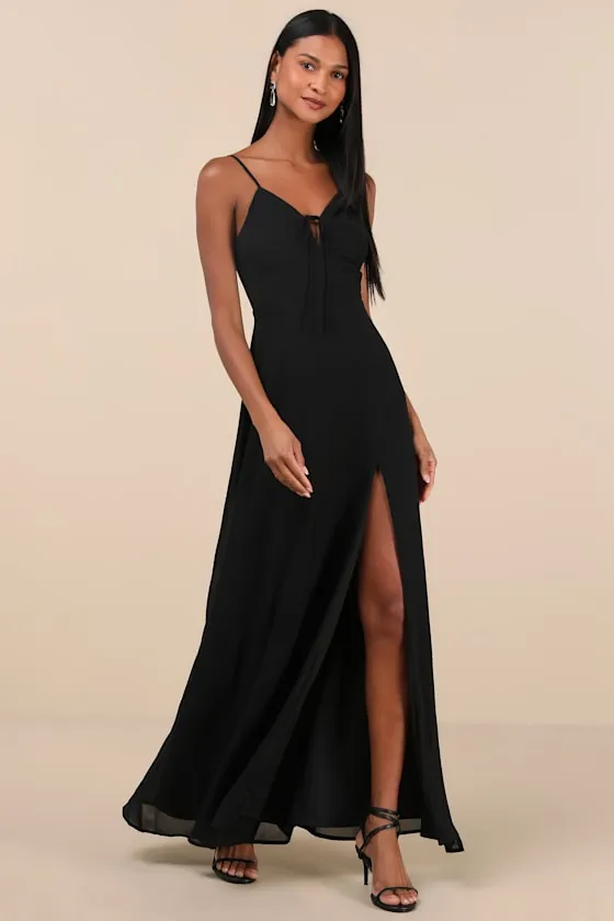 Marveled Beauty Black Sleeveless Tie-Front Maxi Dress sold by Lulus product image thumbnail 4