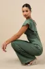 Amazing Perfection Dark Sage Green Satin Flutter Sleeve Jumpsuit sold by Lulus