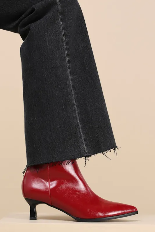 Portwood Red Kitten Heel Ankle Booties sold by Lulus