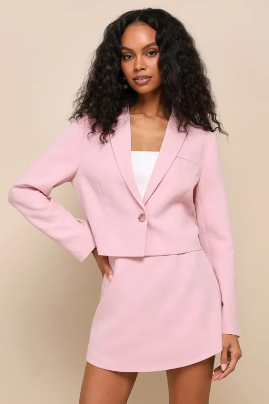 Perfect Perception Blush Pink Twill Blazer sold by Lulus