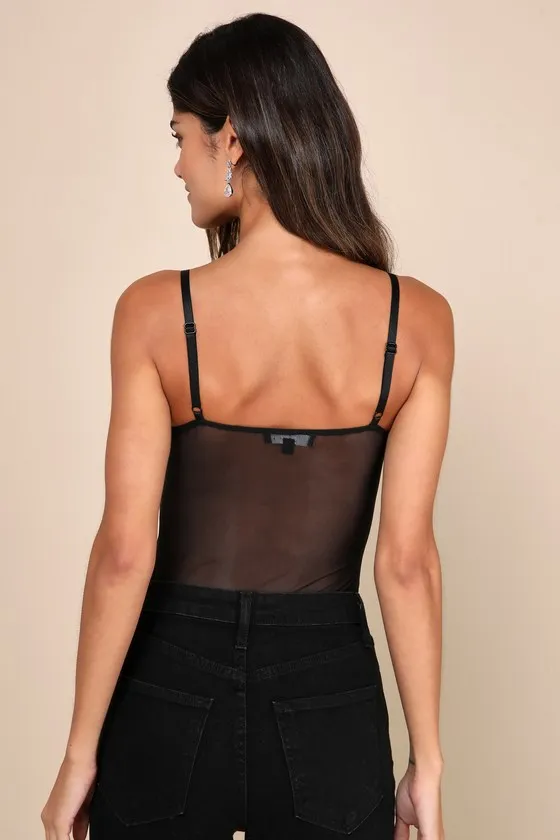 Essence of Elegance Black Embroidered Bustier Bodysuit sold by Lulus product image thumbnail 2