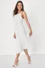 Graceful Charm White Burnout Floral Jacquard Halter Midi Dress sold by Lulus
