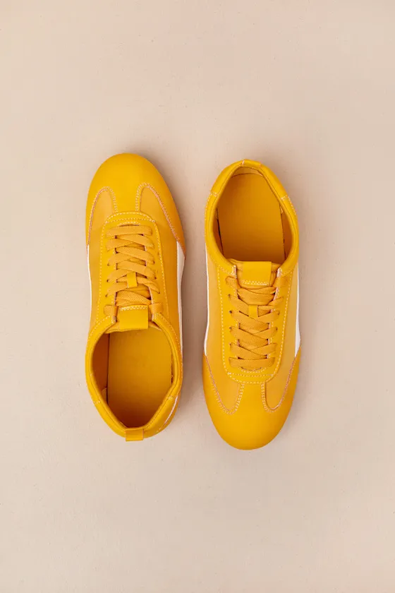 Perri Yellow Color Block Lace-Up Sneakers sold by Lulus product image thumbnail 2