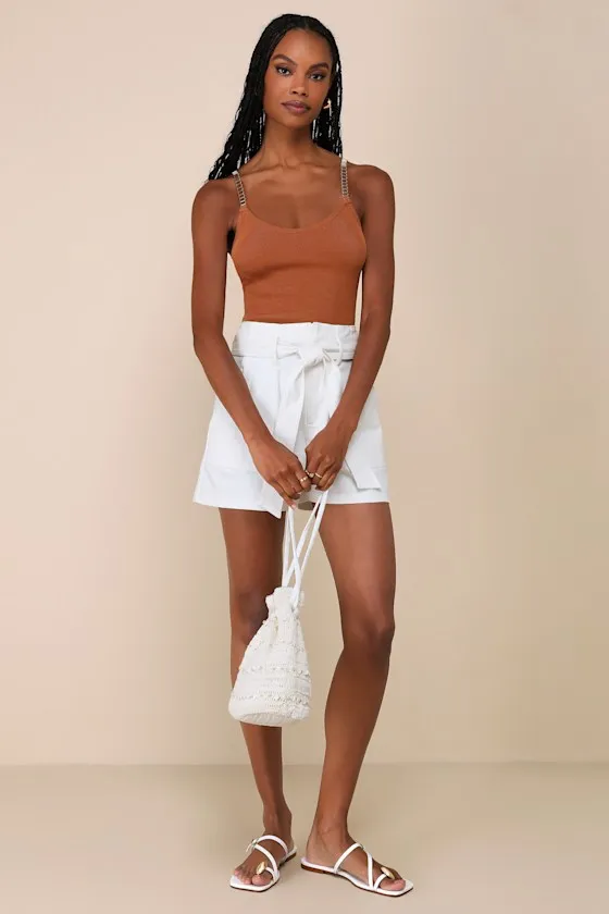 Intentionally Chic Light Brown Sweater Knit Chain Strap Tank Top sold by Lulus product image thumbnail 3