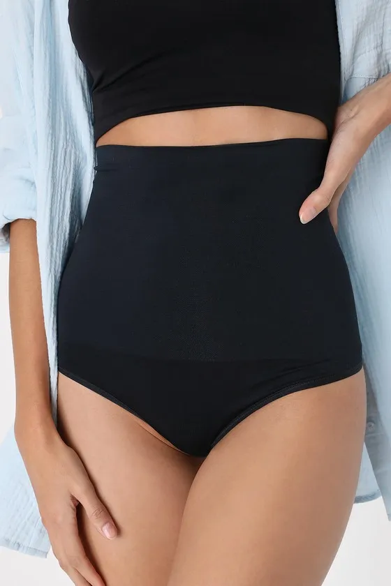 Seamless Solutions Black High-Waisted Shapewear Thong sold by Lulus product image thumbnail 3