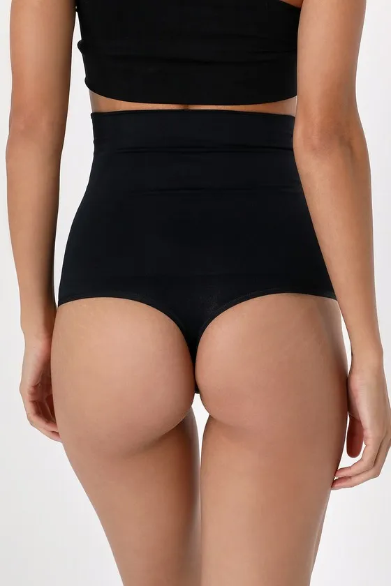 Seamless Solutions Black High-Waisted Shapewear Thong sold by Lulus product image thumbnail 4