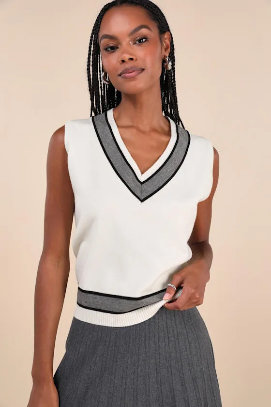 Exquisite Potential Ivory Striped Sweater Vest Top sold by Lulus