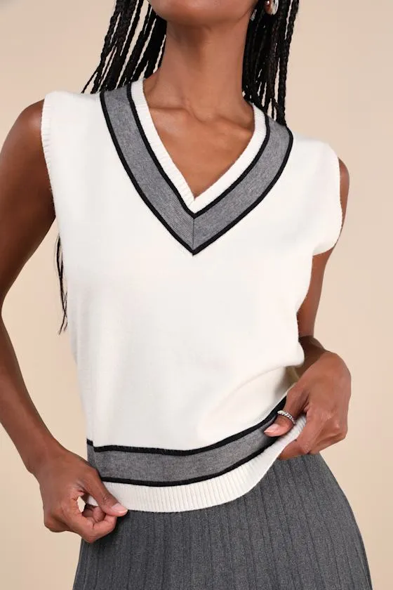 Exquisite Potential Ivory Striped Sweater Vest Top sold by Lulus product image thumbnail 4