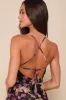 Undeniably Gorgeous Black Floral Ruffled Lace-Up High-Low Dress sold by Lulus