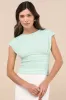 Cute Allure Mint Blue Mesh Backless Ruched Top sold by Lulus