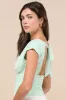 Cute Allure Mint Blue Mesh Backless Ruched Top sold by Lulus