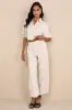 Enviably Breezy Beige Striped Seamed High-Rise Wide-Leg Pants sold by Lulus