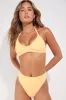 Sandy Messages Neon Orange Ribbed Halter Bralette Bikini Top sold by Lulus