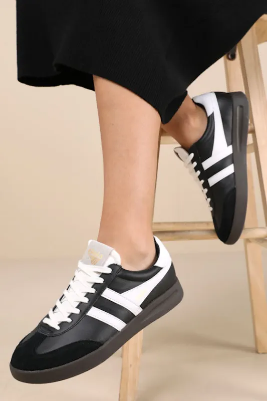 Cyclone Black and White Leather Lace-Up Sneakers sold by Lulus