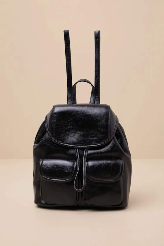 Taralynn Black Vegan Leather Mini Backpack sold by Lulus product image thumbnail 3