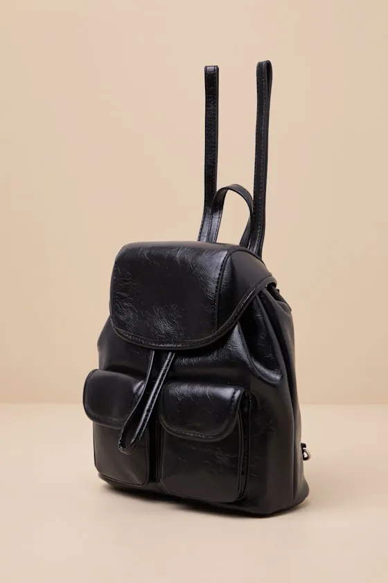 Taralynn Black Vegan Leather Mini Backpack sold by Lulus product image thumbnail 4