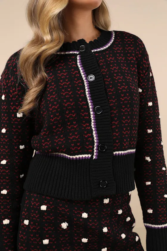 Cheli Black Multi Cotton Crew Neck Cardigan Sweater sold by Lulus product image thumbnail 4