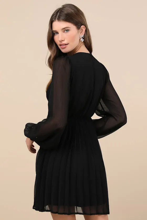 Stylish Shine Black Rhinestone Bow Long Sleeve Mini Dress sold by Lulus product image thumbnail 2