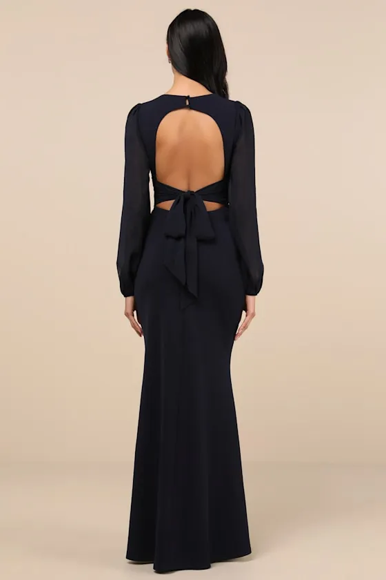 Cherise Midnight Blue Tie-Back Maxi Dress sold by Lulus product image thumbnail 2