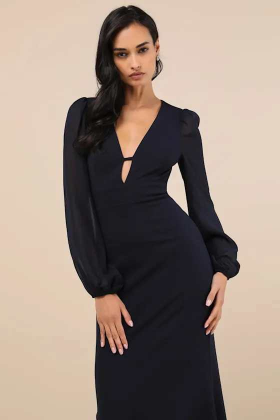 Cherise Midnight Blue Tie-Back Maxi Dress sold by Lulus product image thumbnail 3