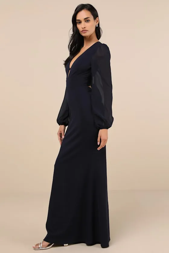Cherise Midnight Blue Tie-Back Maxi Dress sold by Lulus product image thumbnail 4