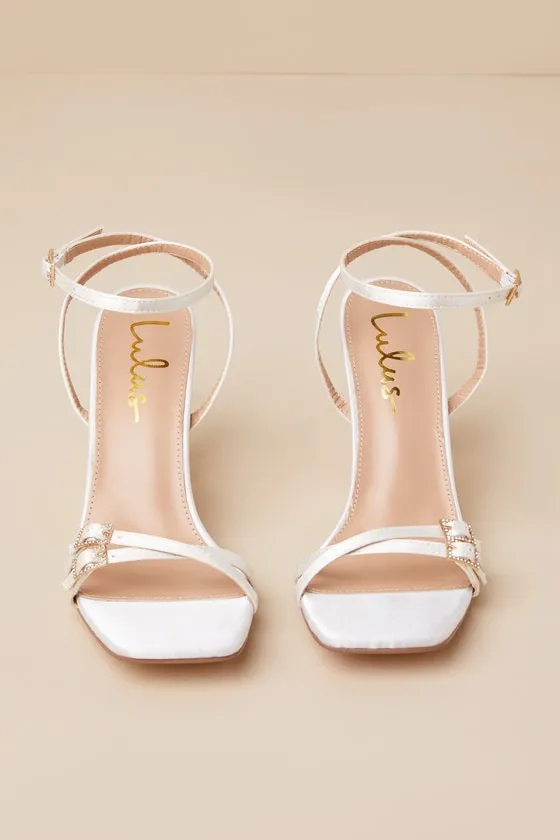 Cerelia White Satin Ankle Strap High Heel Sandals sold by Lulus product image thumbnail 4