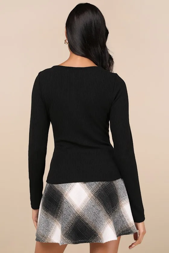Novel Poise Black Textured V-Neck Long Sleeve Top sold by Lulus product image thumbnail 2
