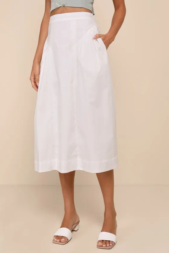 Simple Loveliness White A-Line Midi Skirt With Pockets sold by Lulus product image thumbnail 2