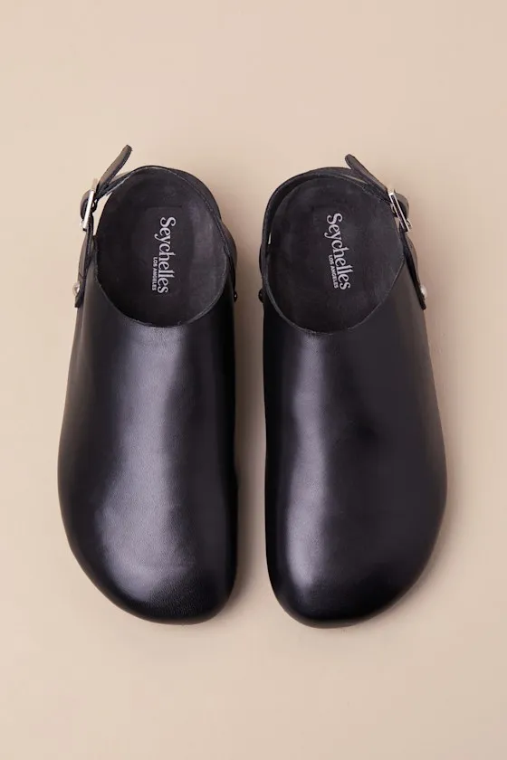 Buckle Up Black Leather Slingback Slip-On Clogs sold by Lulus product image thumbnail 3