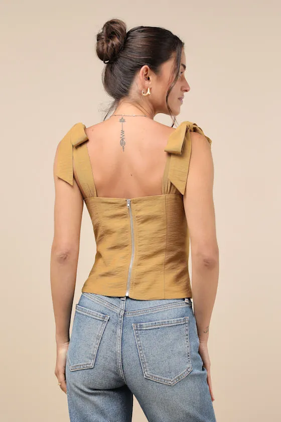 Gracefully Sweet Mustard Yellow Bustier Tie-Strap Tank Top sold by Lulus product image thumbnail 3