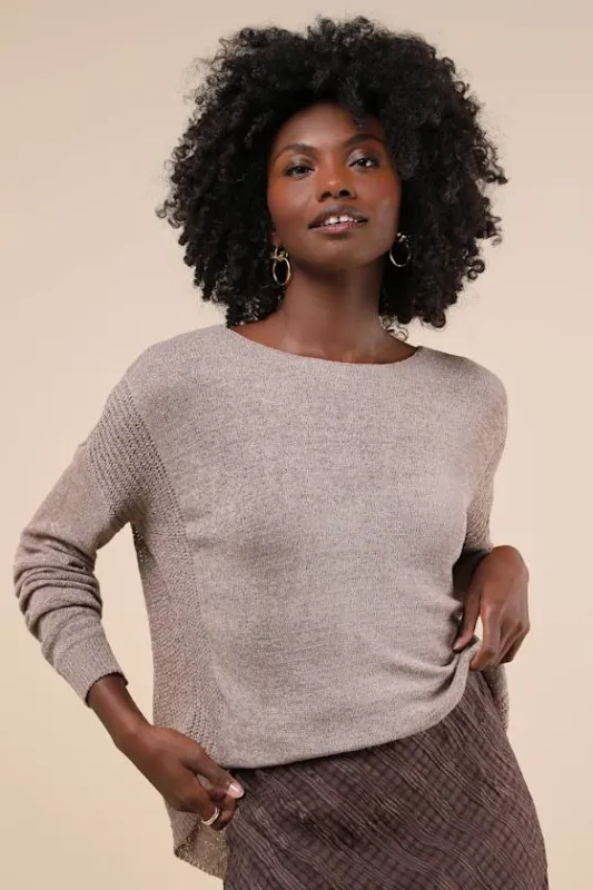Positive Affirmations Taupe Loose Knit Sweater sold by Lulus