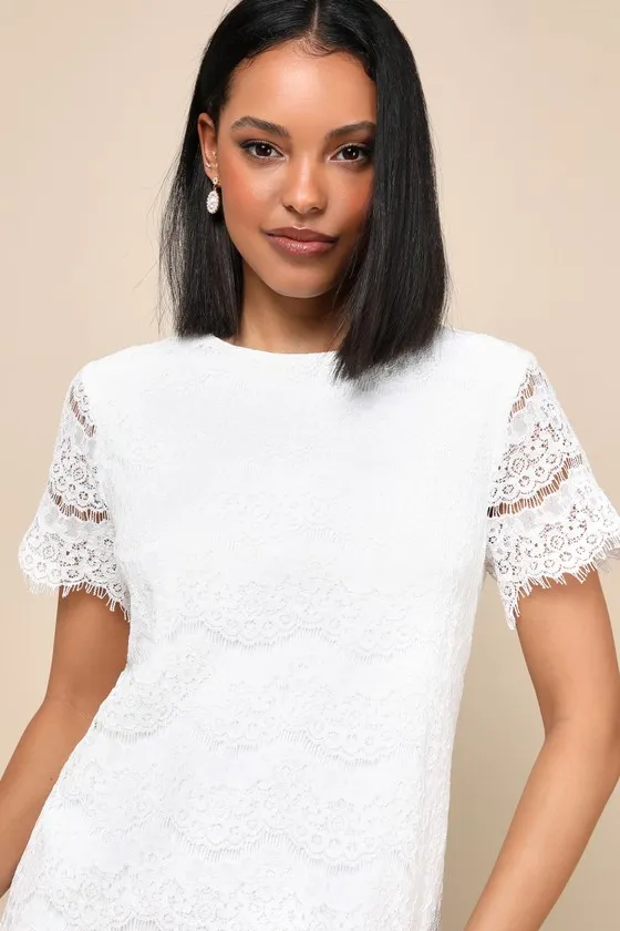 Take Me to Brunch Ivory Lace Shift Dress sold by Lulus product image thumbnail 2
