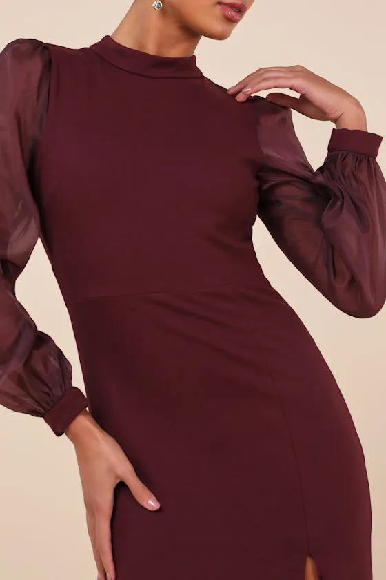 Seeking Sophistication Plum Backless Balloon Sleeve Maxi Dress sold by Lulus product image thumbnail 4