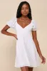 Everlasting Grace White Eyelet Puff Sleeve Mini Dress sold by Lulus