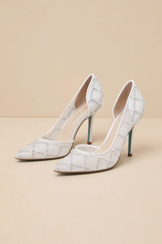 SB-Cruze Ivory Mesh Rhinestone Pearl Pointed-Toe D'Orsay Pumps sold by Lulus product image thumbnail 3