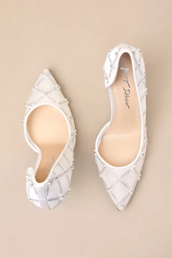 SB-Cruze Ivory Mesh Rhinestone Pearl Pointed-Toe D'Orsay Pumps sold by Lulus product image thumbnail 4