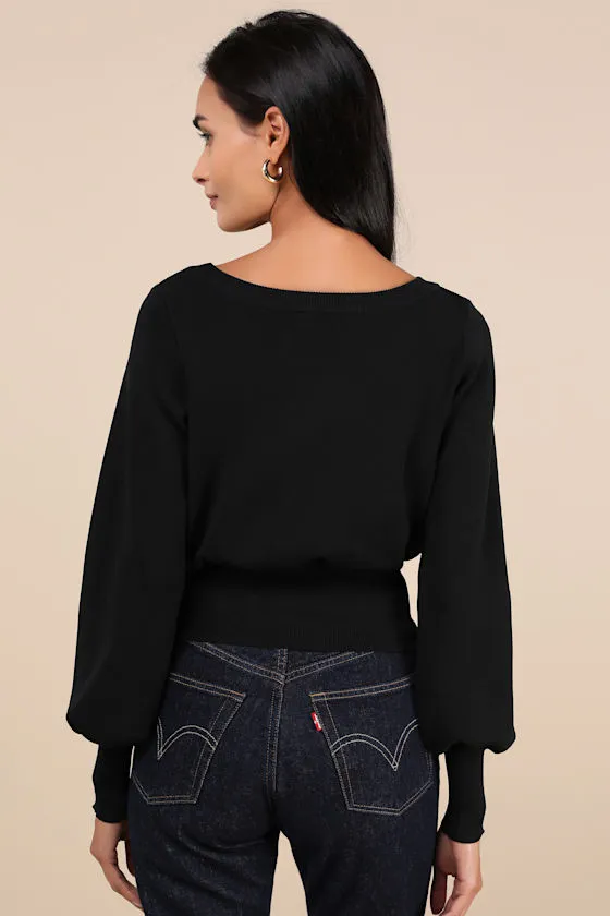 Perfect Coziness Black Long Sleeve Cropped Sweater Top sold by Lulus product image thumbnail 2